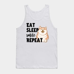 Eat Sleep Smile Repeat Fat Shiba Inu Akita Inu Tank Top